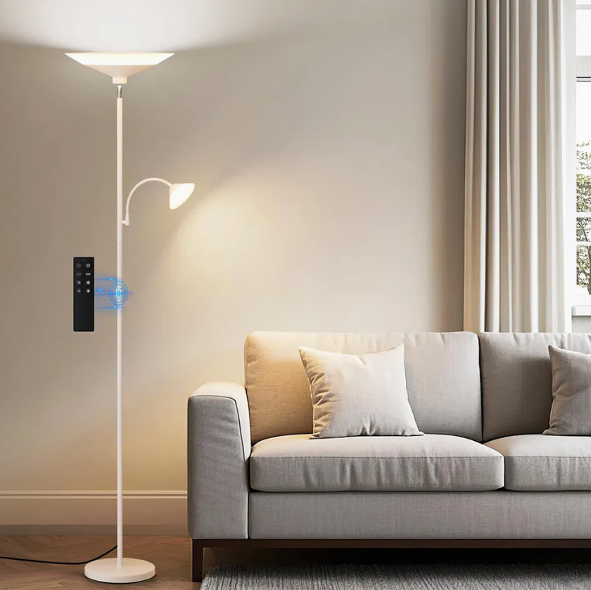 Dimmable Black Modern LED Floor Lamp – Living Room, Bedroom & Reading Light
