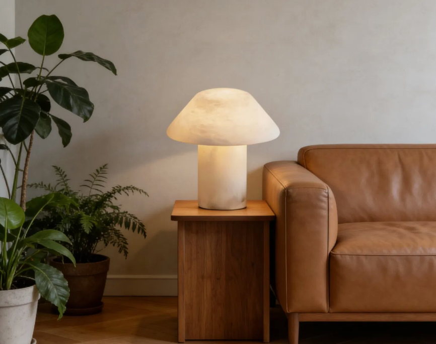 Nordic Marble Alabaster Stone Table Lamp – Modern Indoor Reading & Home Décor Lighting