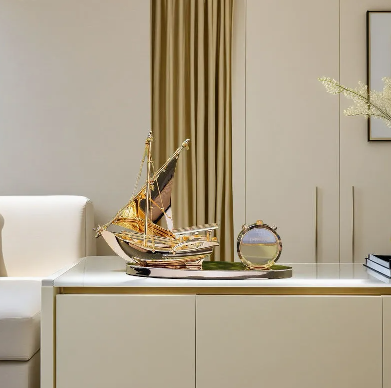 Brown Brass Perfumery Ship Handicraft – Decorative Office Showpiece