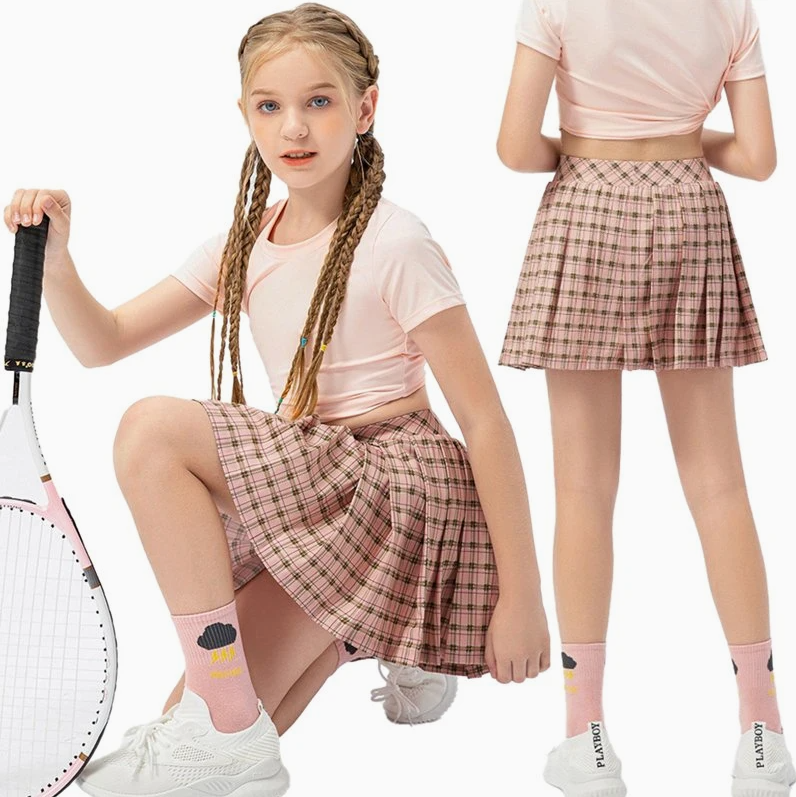 Girls' 2-in-1 Athletic Pleated Skort with Pocketed Inner Shorts
