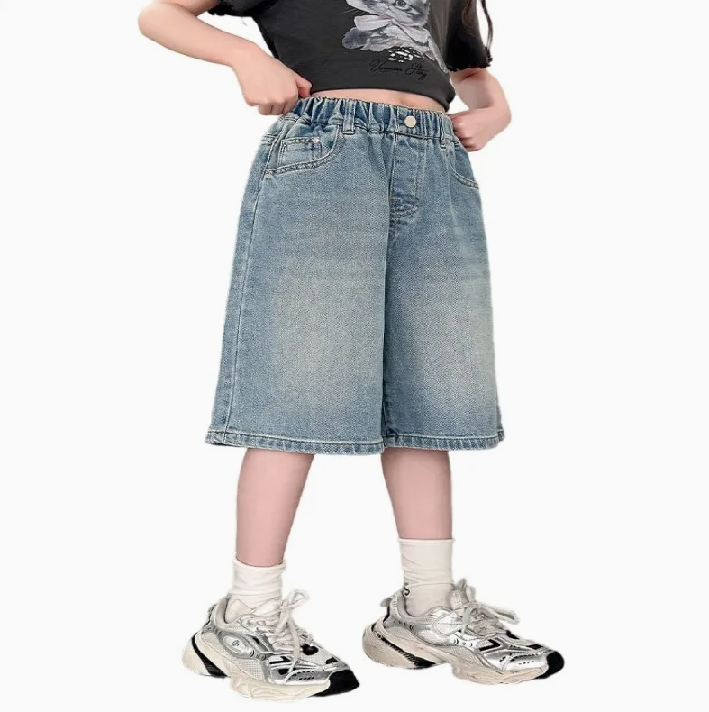 Kids' Summer Baggy Denim Shorts – Fashion Knee-Length Casual Jeans