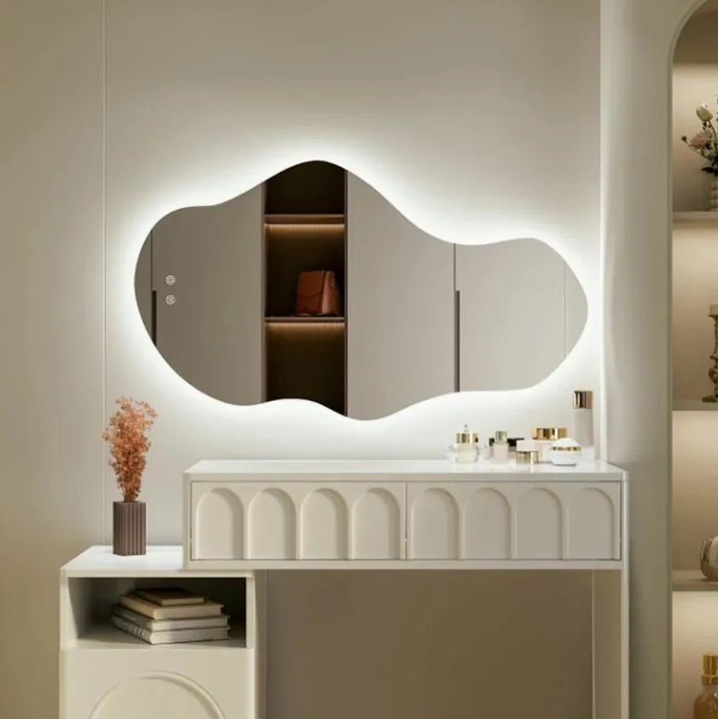 Irregular Cloud-Shaped LED Smart Vanity Mirror – Convex Glass Bathroom Wall Mirror
