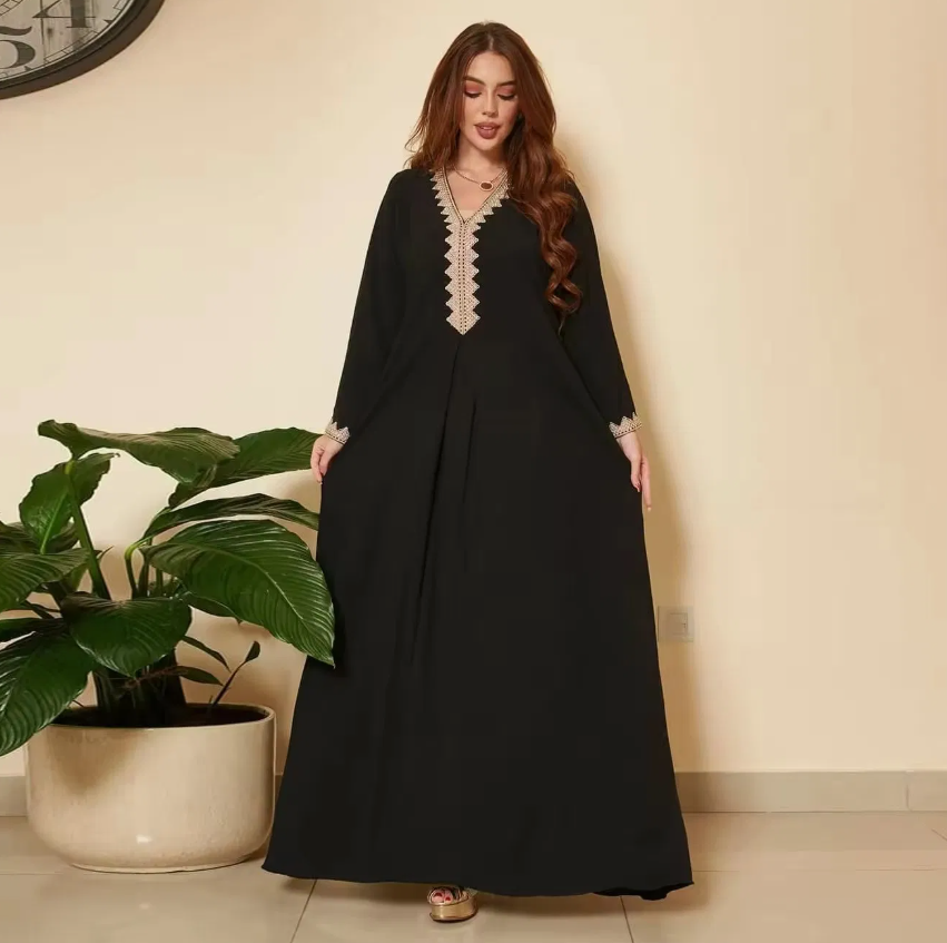 Elegant Traditional Muslim Lace Long Dress for Women