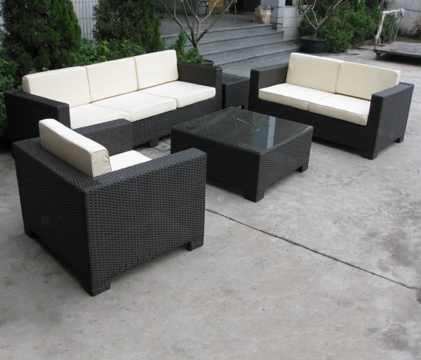 Cyprus Design Black Rattan Outdoor Restaurant Lounge Sofa